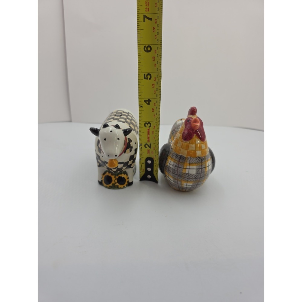 Debbie Mumm Sakura Cow Chicken Salt Pepper Shakers Farm Country Kitchen Set NOTE - Picture 16 of 16